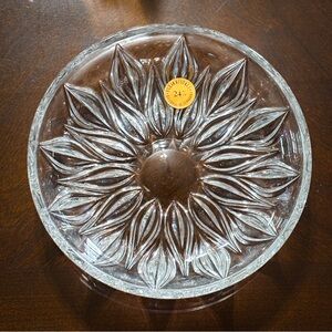 Vintage German Crystal Leaf Cut Bowl • 24% Lead • Bavaria